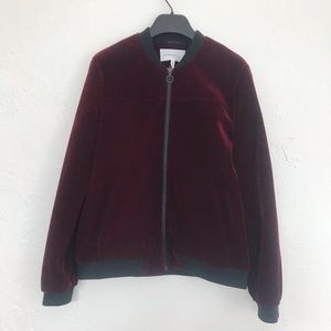 BCBGeneration Burgundy Velvet Bomber Jacket